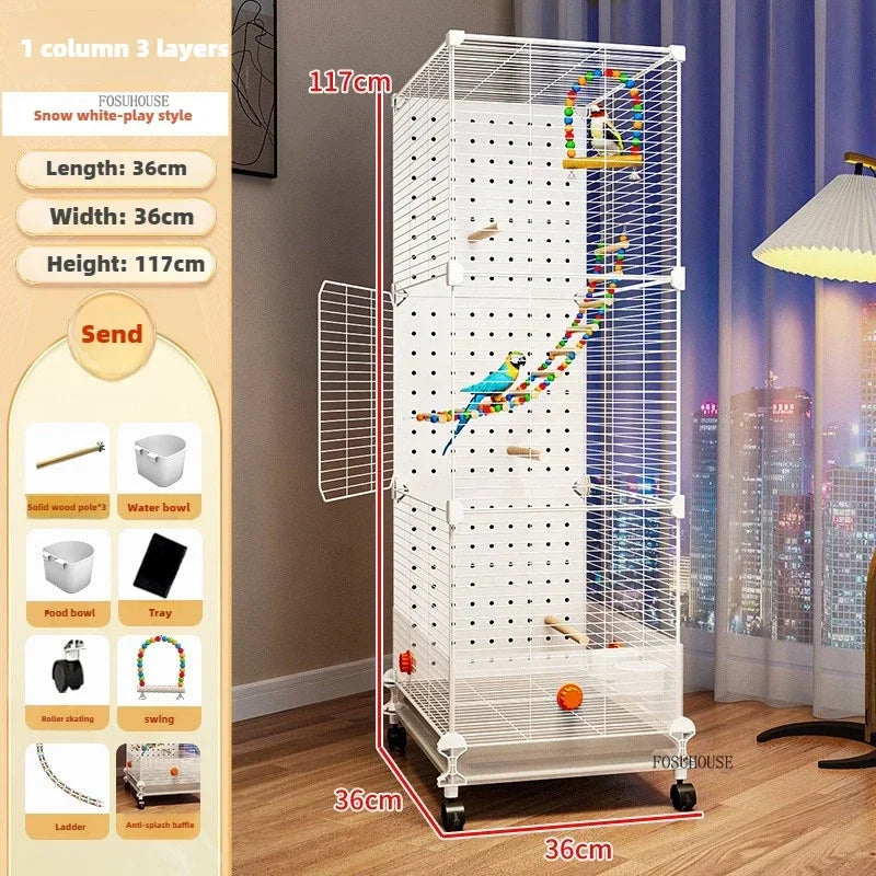 FeatherHaven™ Bird Villa – Spacious Wrought Iron Luxury Cage for Budgies, Cockatiels & Parrots