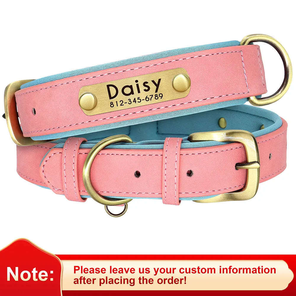 UrbanPaws™ Custom Collar – Wide Soft PU Leather Dog Collar with Personalized Name Tag