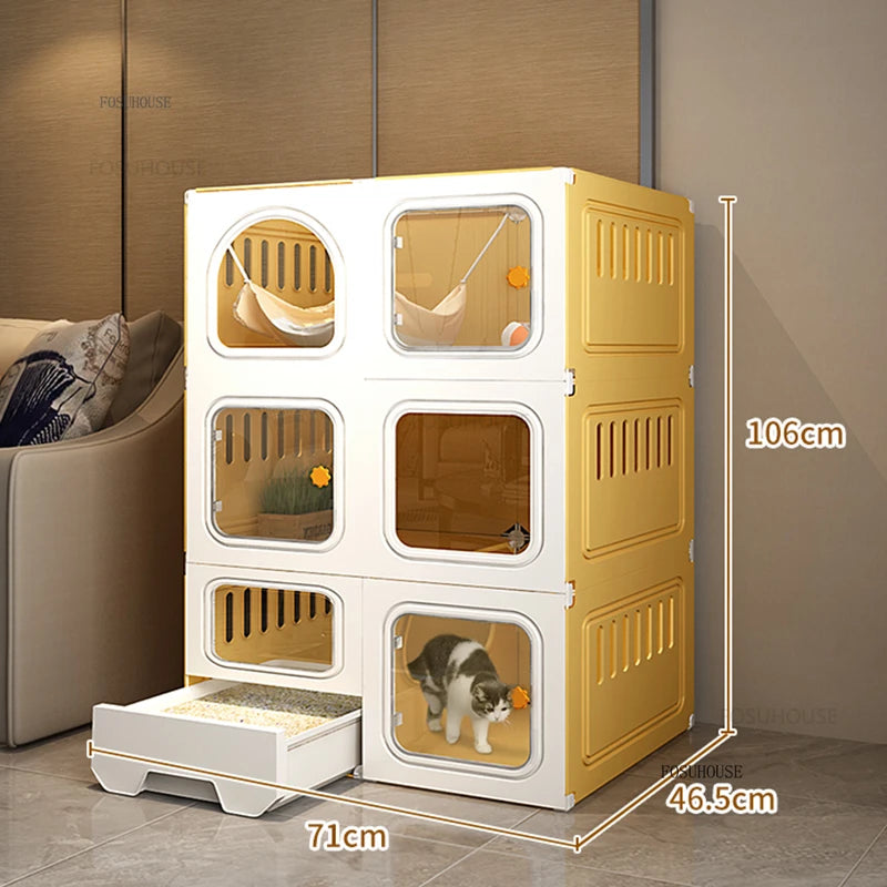 PurePaws™ Cat Villa – Modern Minimalist Indoor Cage with Integrated Litter Box & Outdoor-Ready Design