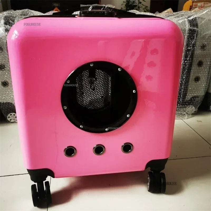 CrystalRide™ Pet Carrier – Transparent Rolling Trolley & Backpack for Cats & Small Dogs | Breathable Outdoor Travel Bag