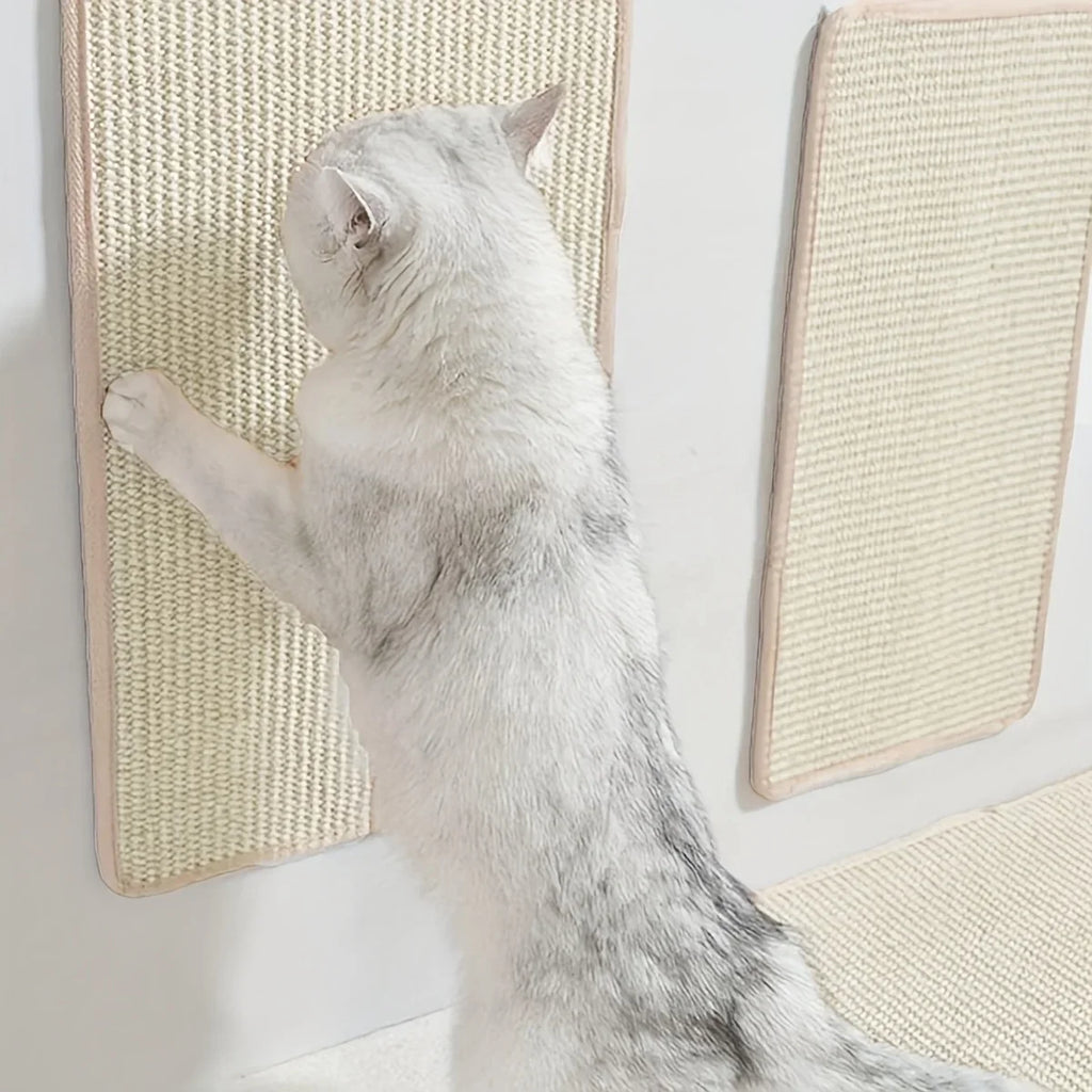 PurrGuard™ sisal cat scratching mat showing textured surface for claw care and furniture protection.