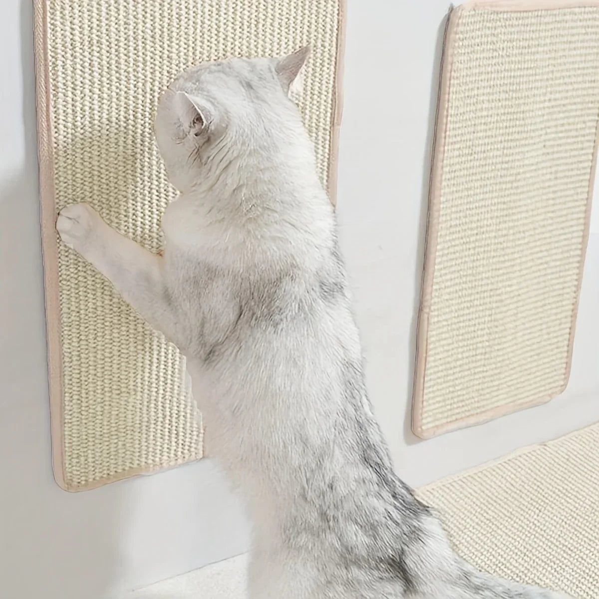 PurrGuard™ sisal cat scratching mat showing textured surface for claw care and furniture protection.