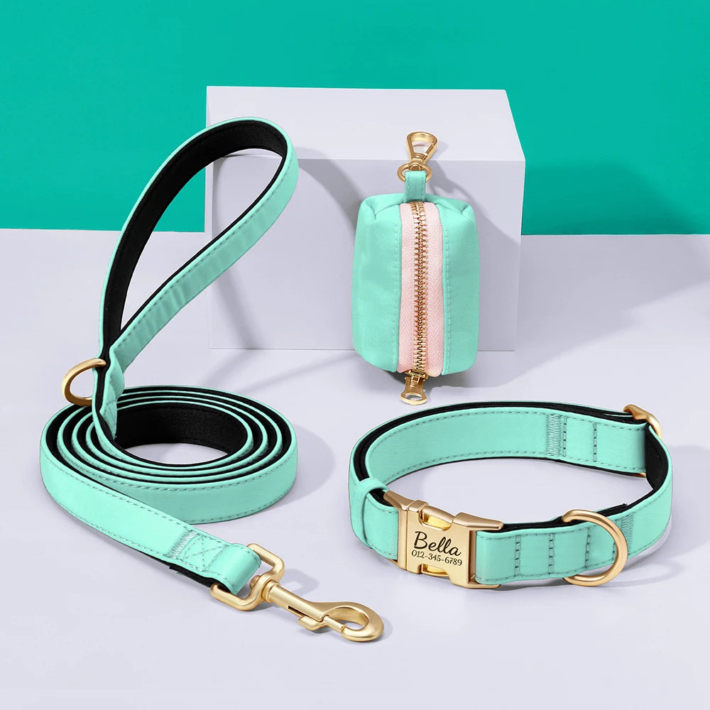 RoyalTag™ Dog Collar – Personalized Wide Leather Collar with Custom Nameplate for Small to Large Dogs