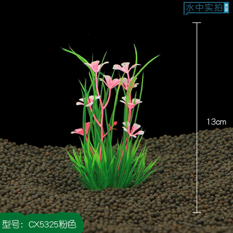Petivo artificial aquarium plant set, 13cm tall, vibrant green aquatic decoration for fish tanks.