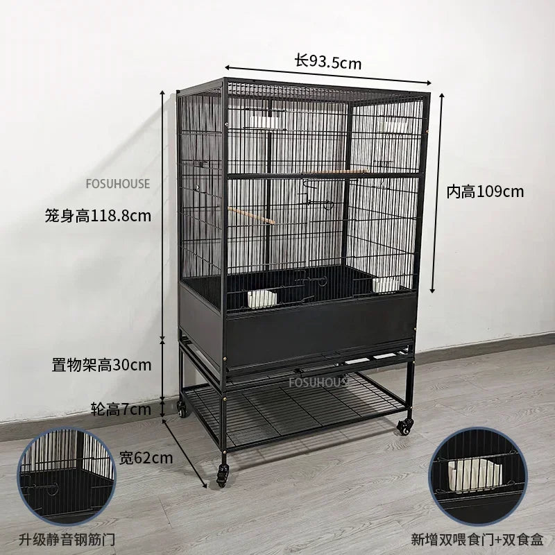 SkyPalace™ Bird Cage – Large Luxury Wrought Iron Villa for Budgies, Cockatiels & Parrots | Splash-Proof Comfort Home