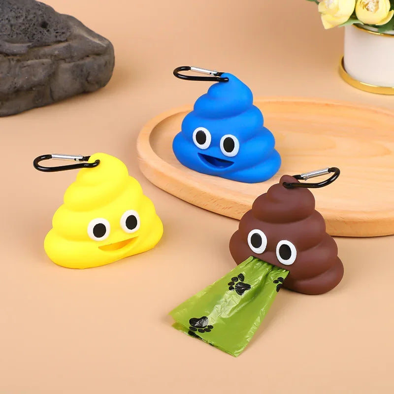 EmojiPaw™ portable waste bag dispenser in vibrant colors, designed for easy dog walking and leak-free use.