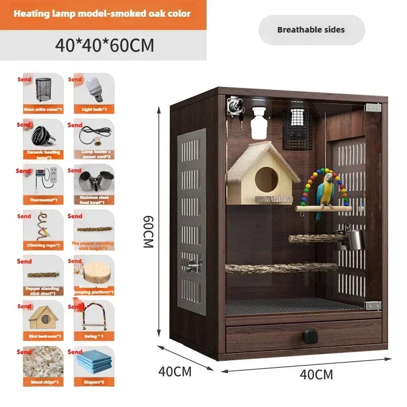 FeatherPalace™ Aviary – Large Luxury Wrought Iron Bird Cage for Budgies, Cockatiels & Parrots | Elegant Splash-Proof Design