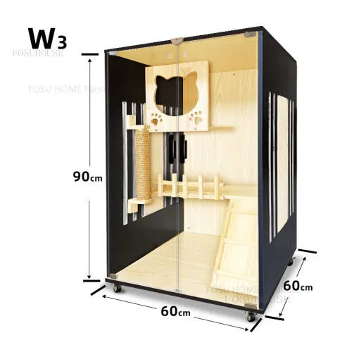 RoyalPaws™ Luxury Cat Villa – Solid Wood Oversized Indoor Cat House with Waterproof Design & Spacious Multi-Level Comfort