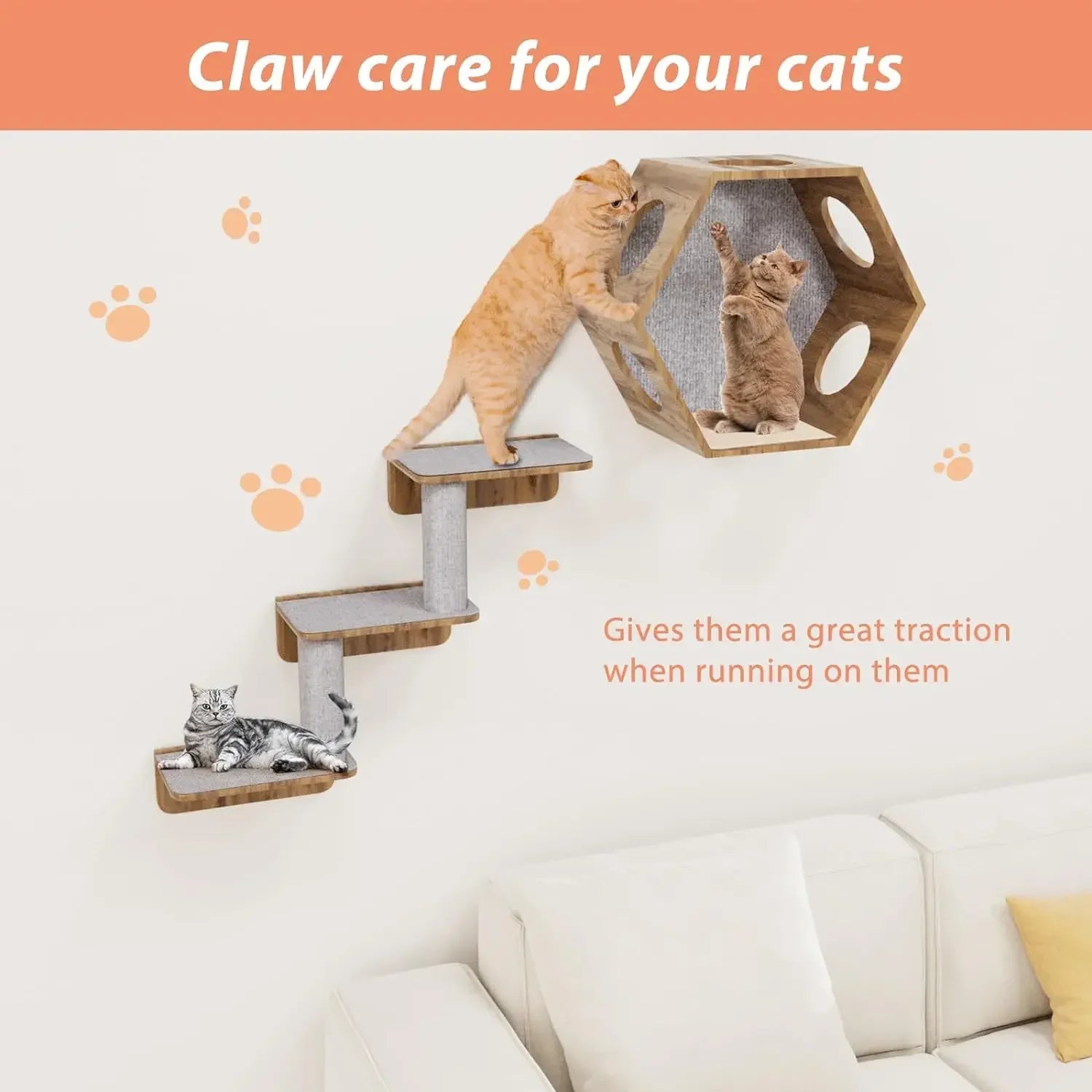 PurrPlay™ cat crawl and scratch mat with felt surface, designed for sofa protection and climbing for cats.