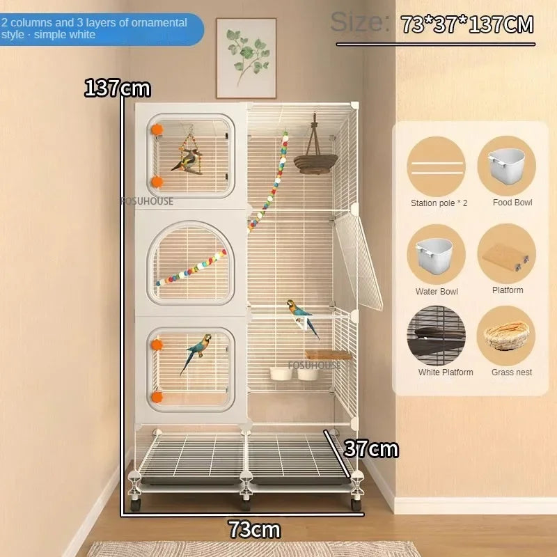 WingPalace™ Bird Villa – Large Luxury Wrought Iron Cage for Budgies, Cockatiels & Parrots
