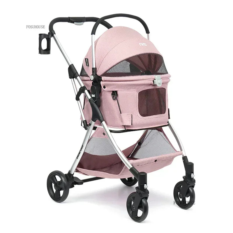 RoyalRide™ Pet Stroller – Breathable 4-Wheel Luxury Travel Trolley for Cats & Dogs | Foldable Portable Design