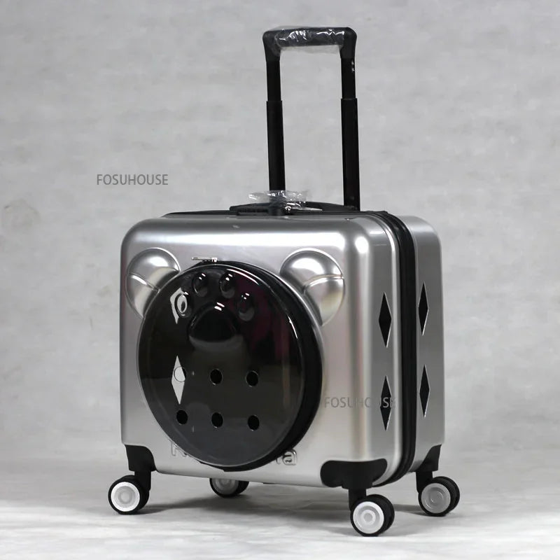 ClearVoyage™ Pet Travel Carrier – Transparent Breathable Trolley & Shoulder Backpack for Cats & Small Dogs