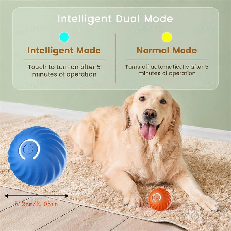 WhiskerPlay™ Smart Catnip Ball, an electric plush toy for dogs, featuring vibrant colors and interactive sound elements.