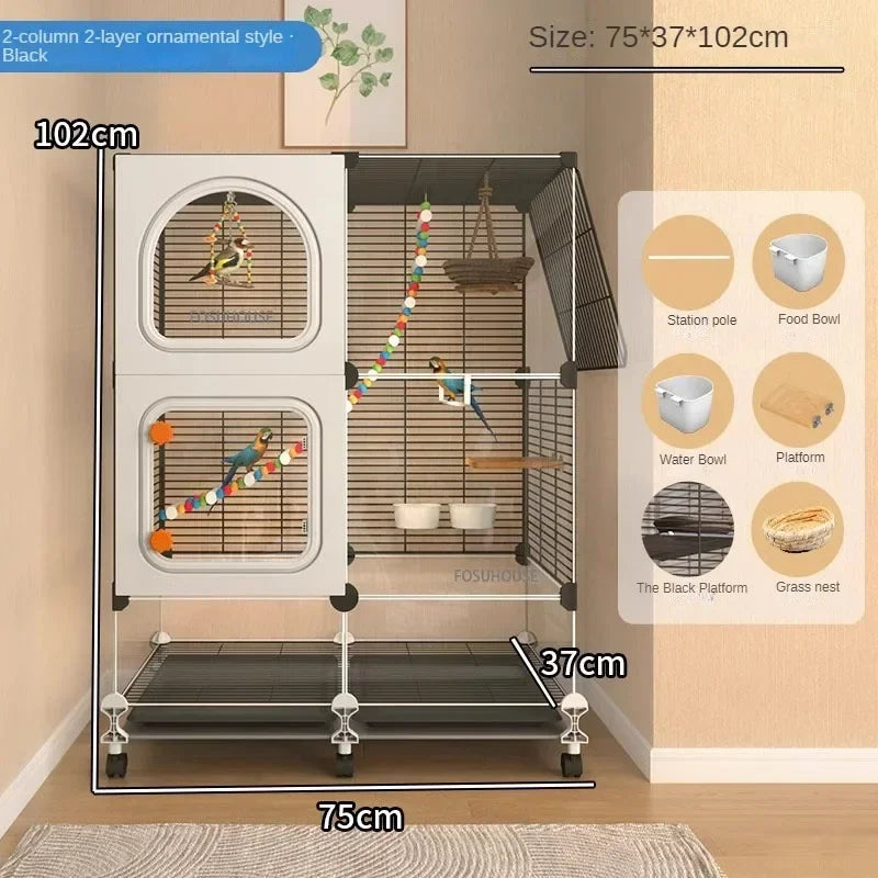 WingPalace™ Bird Villa – Large Luxury Wrought Iron Cage for Budgies, Cockatiels & Parrots