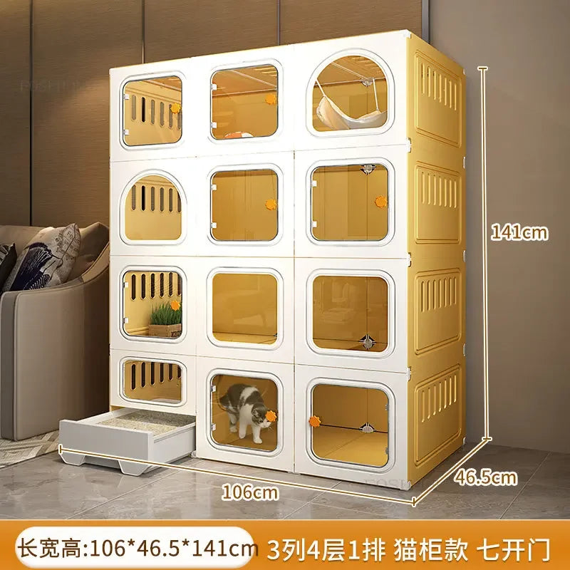 PurePaws™ Cat Villa – Modern Minimalist Indoor Cage with Integrated Litter Box & Outdoor-Ready Design