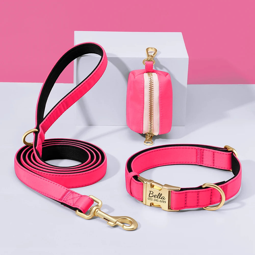 RoyalTag™ Dog Collar – Personalized Wide Leather Collar with Custom Nameplate for Small to Large Dogs
