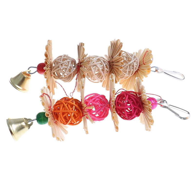 TinyTrail™ natural climbing and rest platform chew toy for parakeets in a vibrant cage setting.