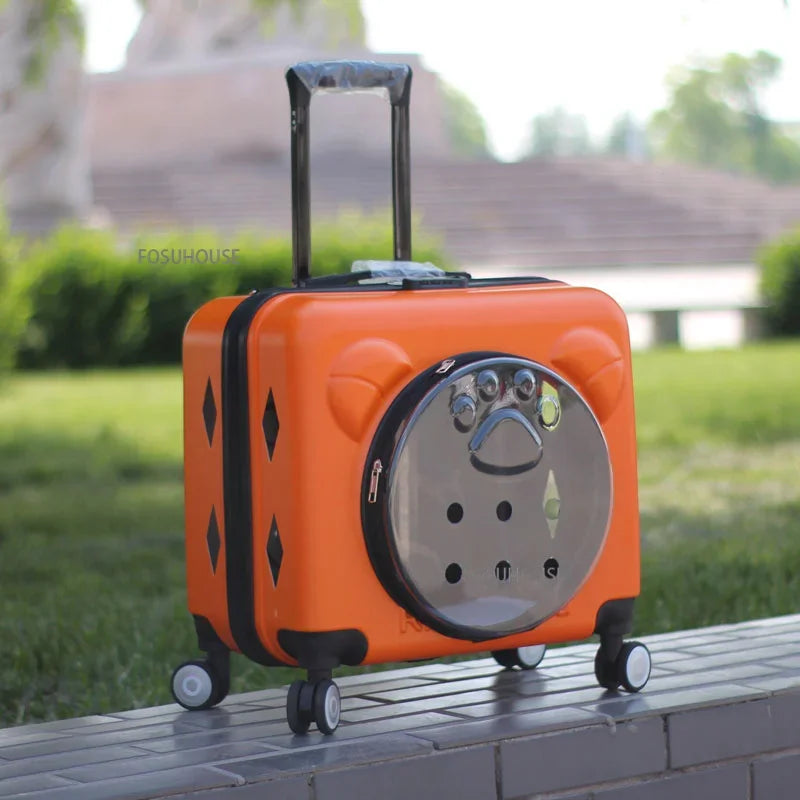 ClearVoyage™ Pet Travel Carrier – Transparent Breathable Trolley & Shoulder Backpack for Cats & Small Dogs