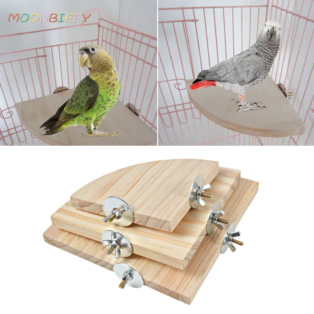 PerchCraft™ wooden pet platform for parrots, birds, and hamsters, featuring a natural wood finish and sturdy design.