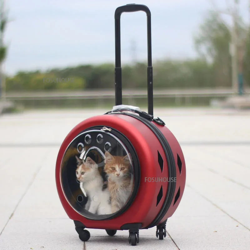 ClearVoyage™ Pet Travel Carrier – Transparent Breathable Trolley & Shoulder Backpack for Cats & Small Dogs