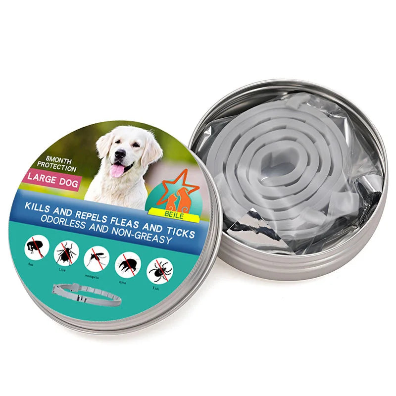 PawProtect™ Anti-Flea & Tick Collar for pets, adjustable and designed for 8 months of protection against pests.