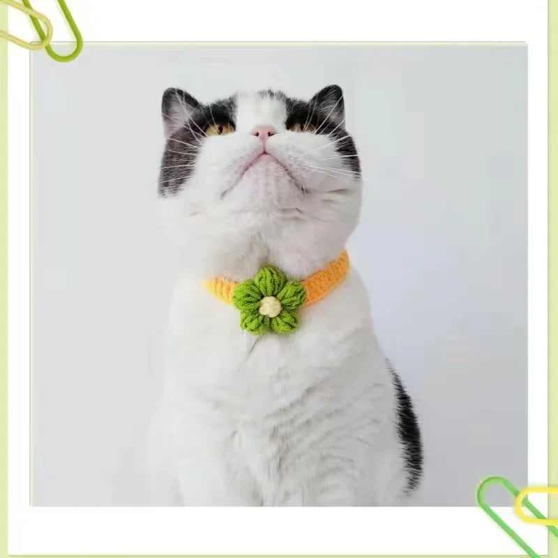 PetalPals™ crochet bowtie necklace featuring a soft knitted flower charm in lightweight, adjustable design.