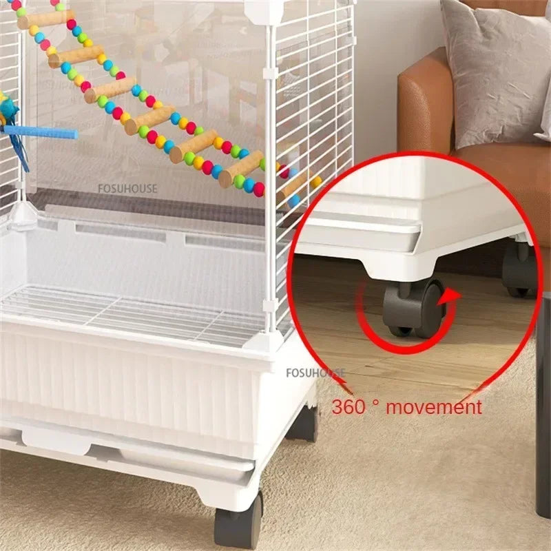RoyalWing™ Bird Villa – Luxury Wrought Iron Cage for Budgies, Cockatiels & Parrots | Spacious Splash-Proof Design