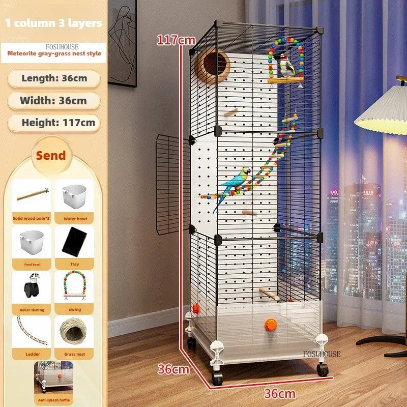 FeatherHaven™ Bird Villa – Spacious Wrought Iron Luxury Cage for Budgies, Cockatiels & Parrots
