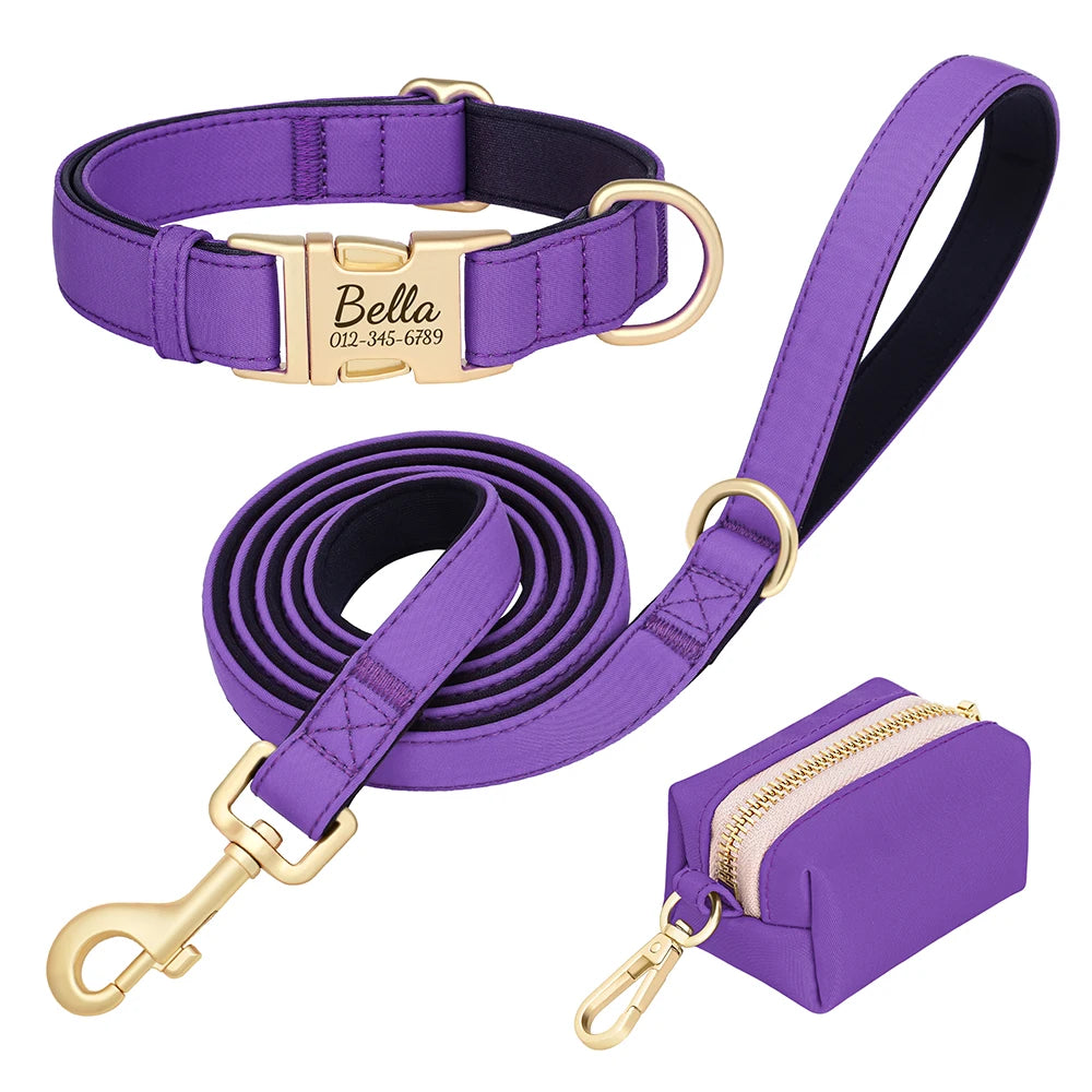 RoyalTag™ Dog Collar – Personalized Wide Leather Collar with Custom Nameplate for Small to Large Dogs