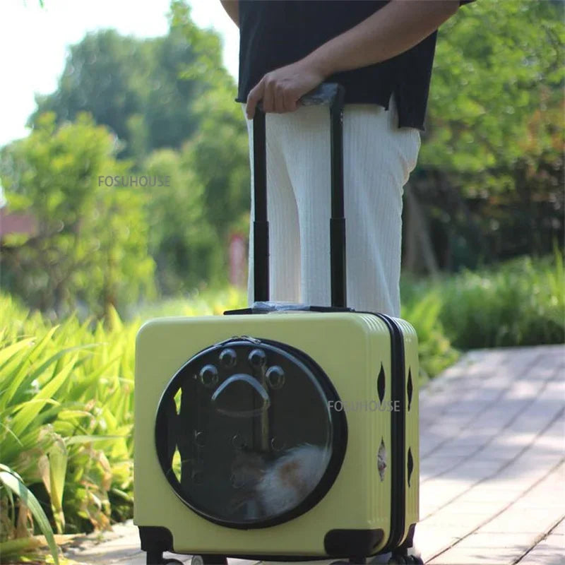 ClearVoyage™ Pet Travel Carrier – Transparent Breathable Trolley & Shoulder Backpack for Cats & Small Dogs