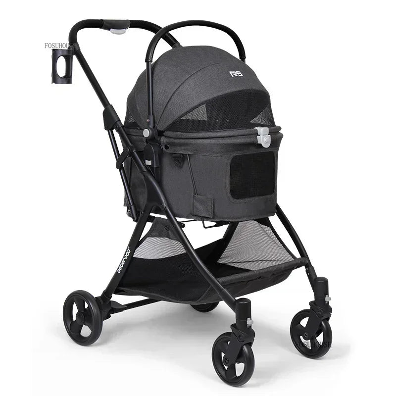 RoyalRide™ Pet Stroller – Breathable 4-Wheel Luxury Travel Trolley for Cats & Dogs | Foldable Portable Design