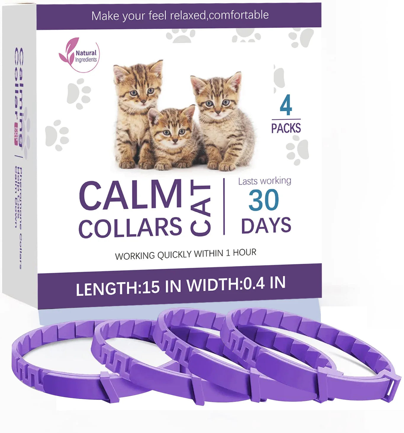 PeacePet™ calming collar for small and large pets, designed for anxiety relief and protection, displayed on a soft surface.