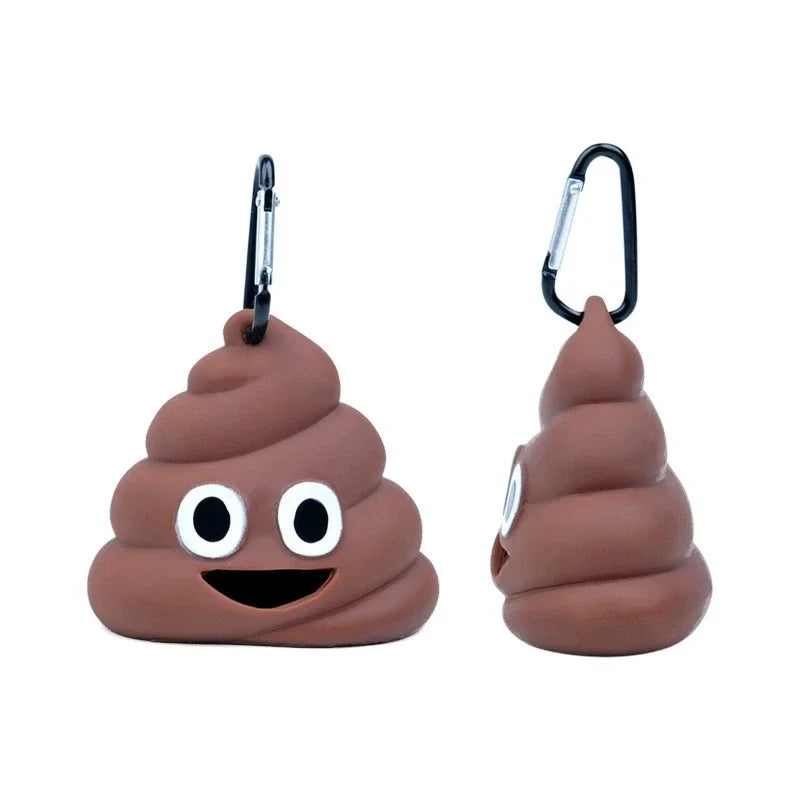 EmojiPaw™ portable waste bag dispenser in vibrant colors, attached to a leash, ideal for dog walking essentials.