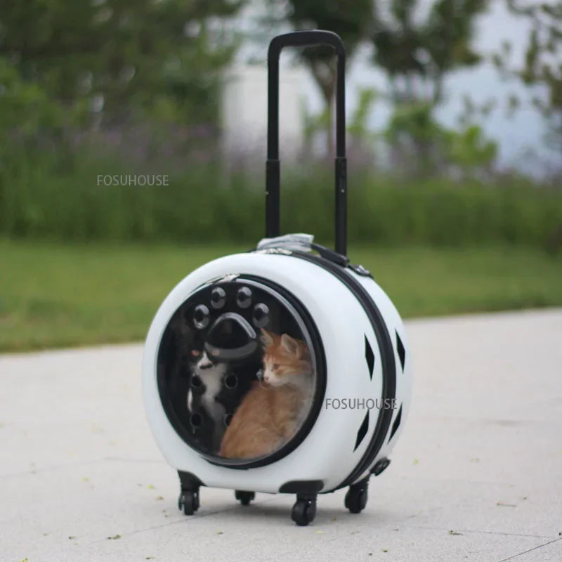 ClearVoyage™ Pet Travel Carrier – Transparent Breathable Trolley & Shoulder Backpack for Cats & Small Dogs