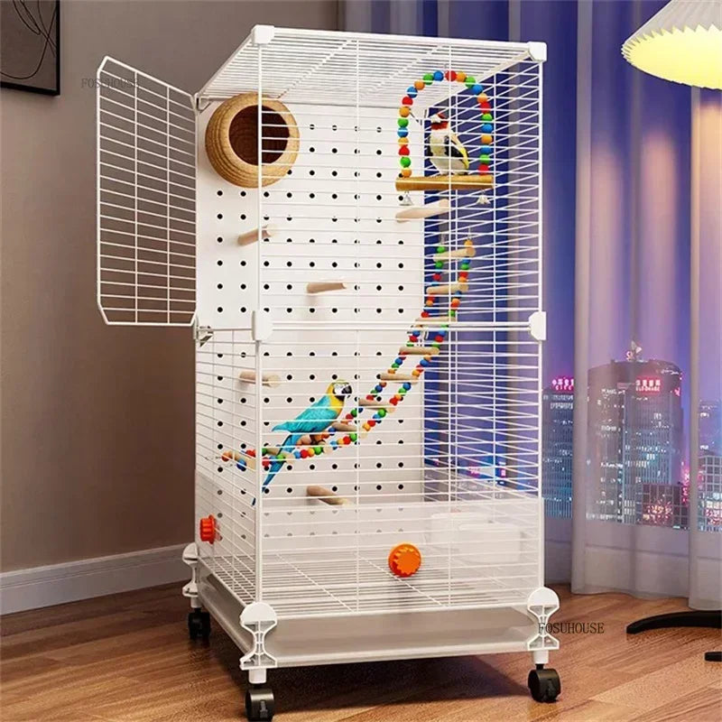 FeatherHaven™ Bird Villa – Spacious Wrought Iron Luxury Cage for Budgies, Cockatiels & Parrots