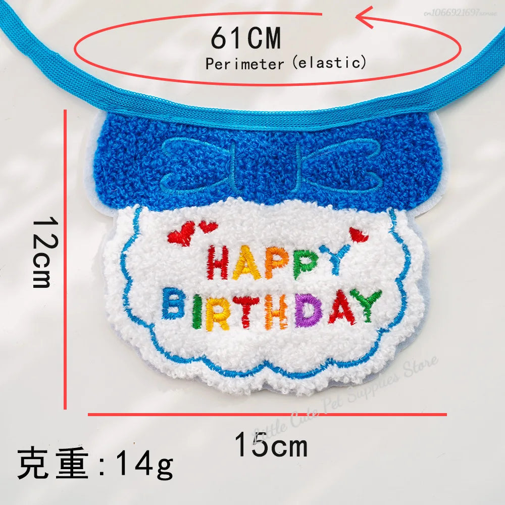 GlamPet™ cat birthday party hat and bib with adjustable bandana, perfect for dressing up cats for celebrations.