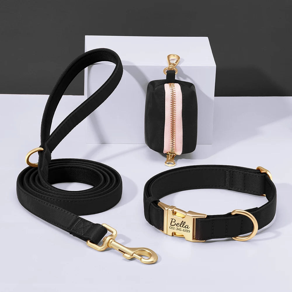 RoyalTag™ Dog Collar – Personalized Wide Leather Collar with Custom Nameplate for Small to Large Dogs
