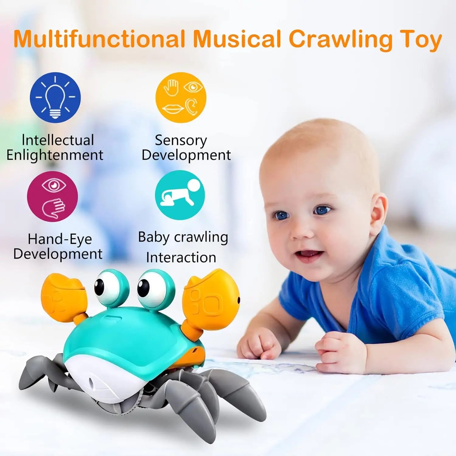 Petivo ZoomCrab™ Smart Toy – Musical Escape Crab with Auto-Motion & Obstacle Avoidance Fun