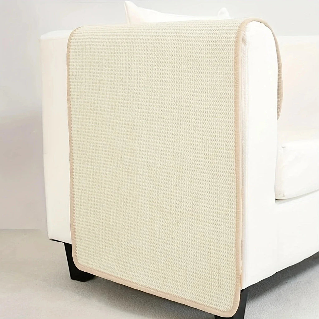 PurrGuard™ Sisal Cat Scratching Mat with natural fibers, designed to protect furniture and care for claws.