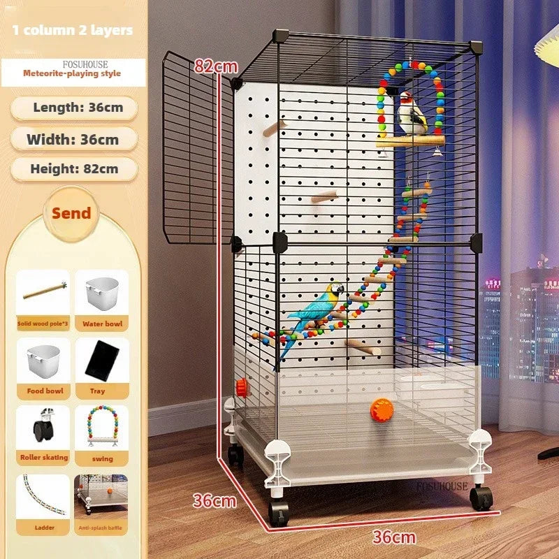 FeatherHaven™ Bird Villa – Spacious Wrought Iron Luxury Cage for Budgies, Cockatiels & Parrots