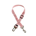 Adjustable SafePaws™ dog car seat belt in reflective elastic material, designed for safe travel with pets.