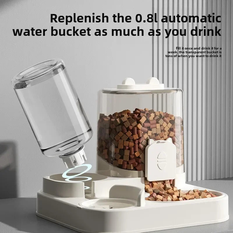PureStream 2-in-1 Hydration Station for pets, featuring an automatic waterer and tilted food bowl in a sleek design.