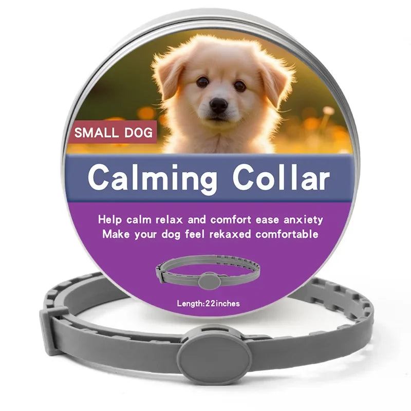 CalmPaws™ adjustable calming collar for dogs and cats, designed for anxiety relief and comfort in a soothing color.
