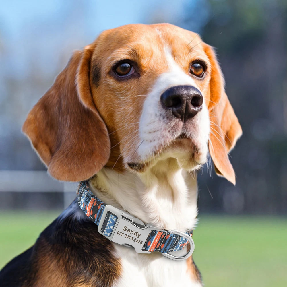EliteCollar™ Personalized Dog Collar – Wide PU Leather Name Tag Collar for Small, Medium & Large Dogs