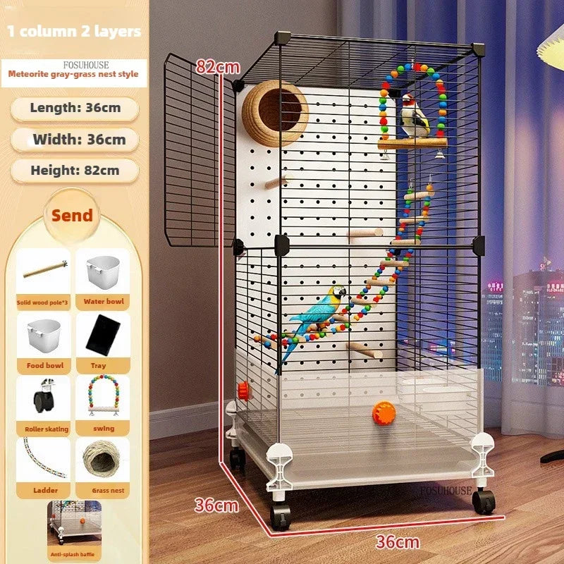 FeatherHaven™ Bird Villa – Spacious Wrought Iron Luxury Cage for Budgies, Cockatiels & Parrots