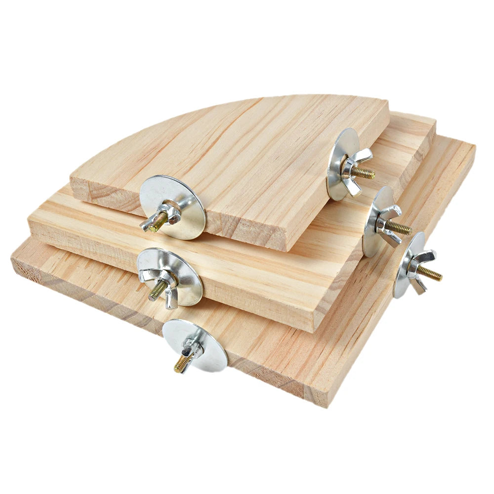 PerchCraft™ wooden pet platform for parrots and small animals, showcasing a natural stand board design.