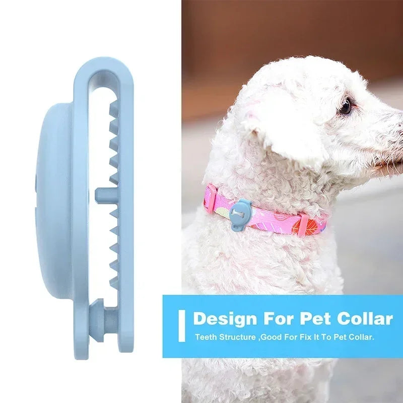 PetFinder™ wearable GPS tracker collar on a dog, featuring a sleek design for pet safety and location tracking.