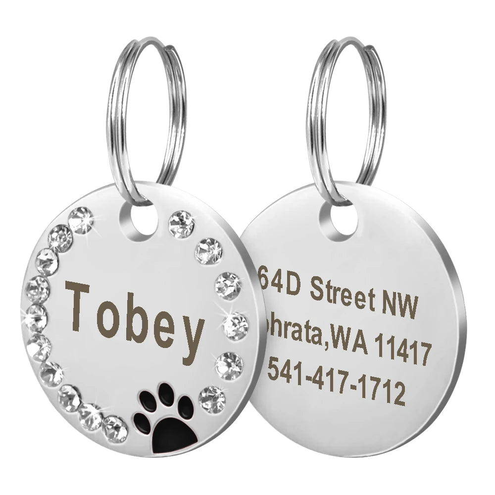 SafePaws™ ID Tag – Personalized Engraved Dog Nameplate | Anti-Lost Collar Pendant for All Breeds
