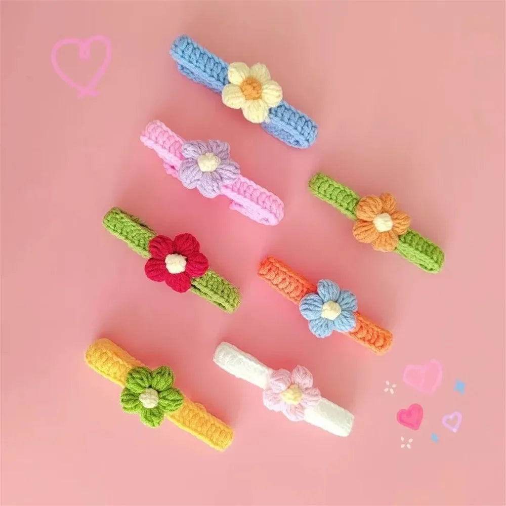 PetalPals™ Crochet Bowtie necklace featuring a soft knitted flower charm, lightweight and adjustable design.