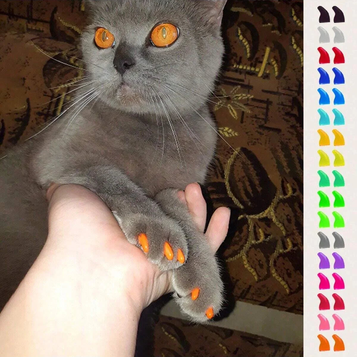 Colorful SoftPaws™ cat nail caps in a variety of shades for safe grooming and claw protection.